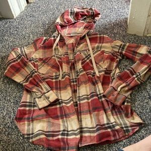 Hooded Columbia button down flannel